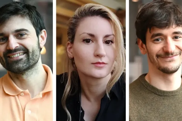 Image collage with portraits of Paul Bourgine, Dimitra and Alejandro.