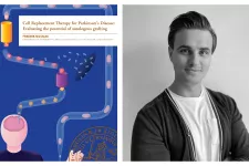 Image collage with a portrait of Fredrik Nilsson (right) and his PhD Thesis cover (left).